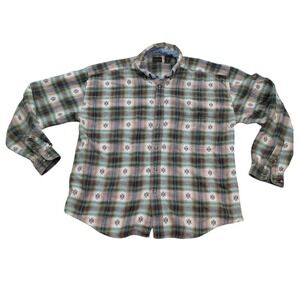 Structure Women's XL Green Plaid Southwestern Button Down Shirt Long Sleeve